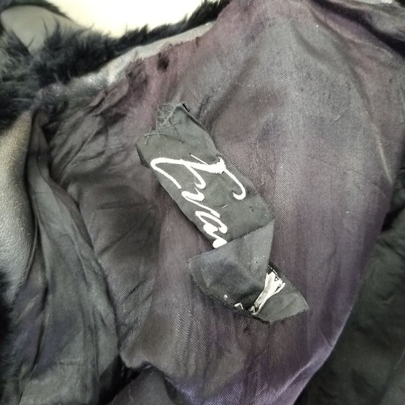 Evans Vintage S Leather Jacket Coat Penny Lane Style Fur Trim - Picture 7 of 14